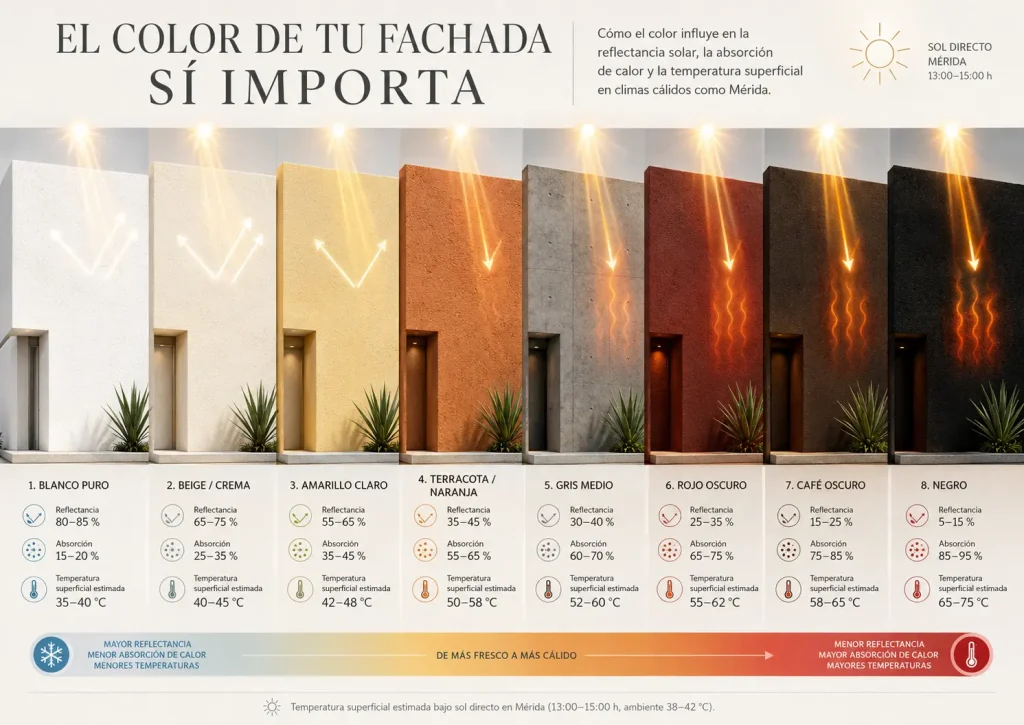 Colores que absorben más calor y cuáles reflejan mejor la radiación solar