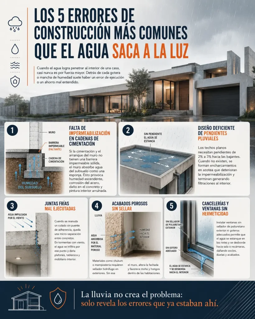 Los 5 errores de construcción más comunes que el agua saca a la luz